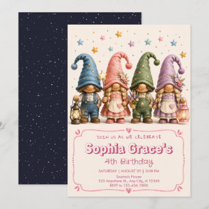 Convite de Aniversário de Gnome de Pastel Doce