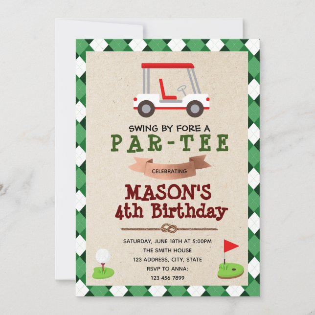 Convite de aniversário de Golf (Frente)