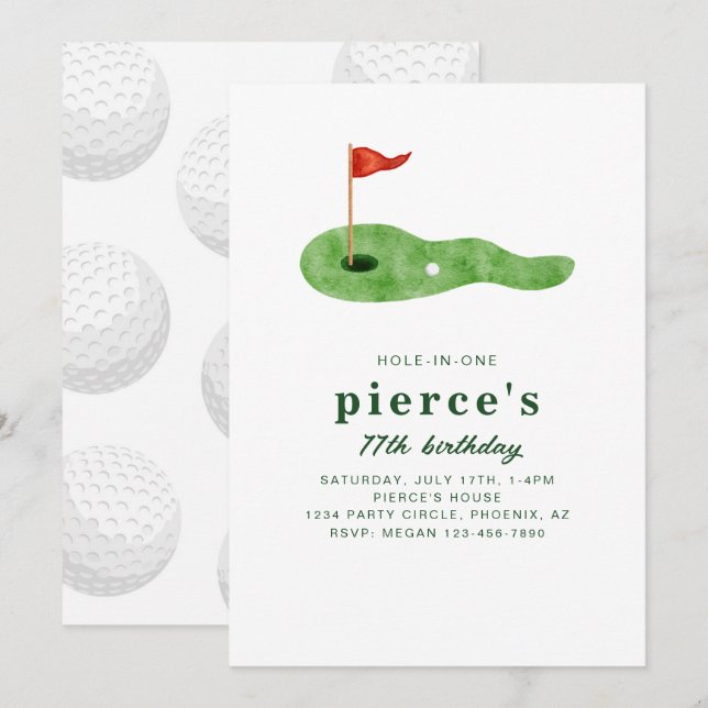 Convite de Aniversário de Golfe (Frente/Verso)