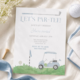 Convite de aniversário de golfe Blue let’s par tee