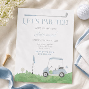 Convite de aniversário de golfe Blue let’s par tee