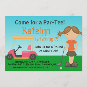 Convite de aniversário de Golfe da Garota