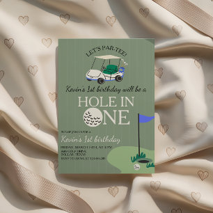 Convite de Aniversário de Golfe Hole in ONE 1