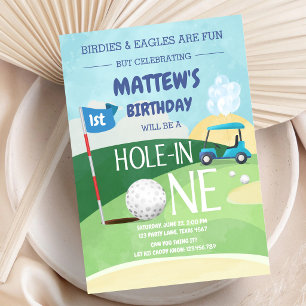 Convite de Aniversário de Golfe Hole In One Vamos