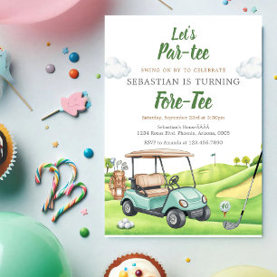Convite de Aniversário de Golfe Let's Par Tee