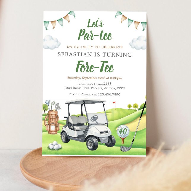 Convite de Aniversário de Golfe Let's Par Tee (Criador carregado)