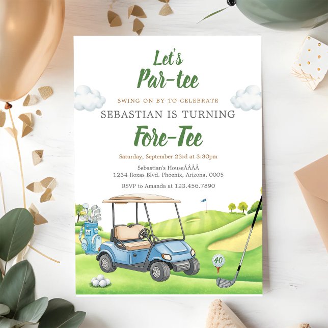 Convite de Aniversário de Golfe Let's Par Tee (Criador carregado)
