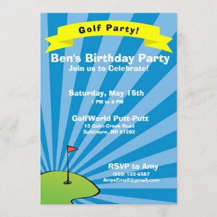 Convite de aniversário de Golfe Themed