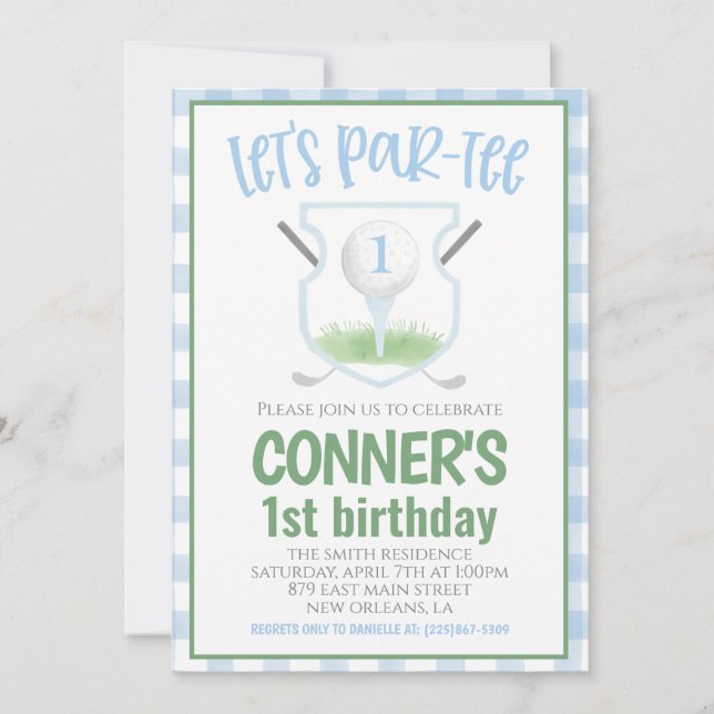 Convite de Aniversário de Golfe Vamos Par-tee (Frente)