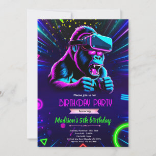 convite de aniversário de gorila com tag VR