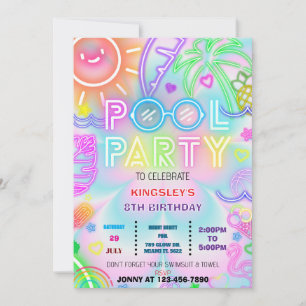 Convite de aniversário de gravata de piscina 02