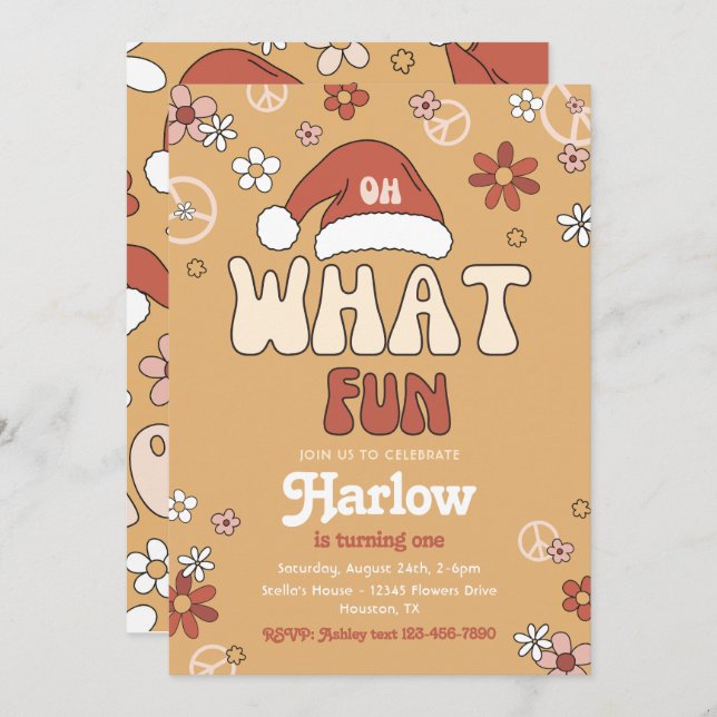 Convite de aniversário de Groovy no Natal | Invern (Frente/Verso)