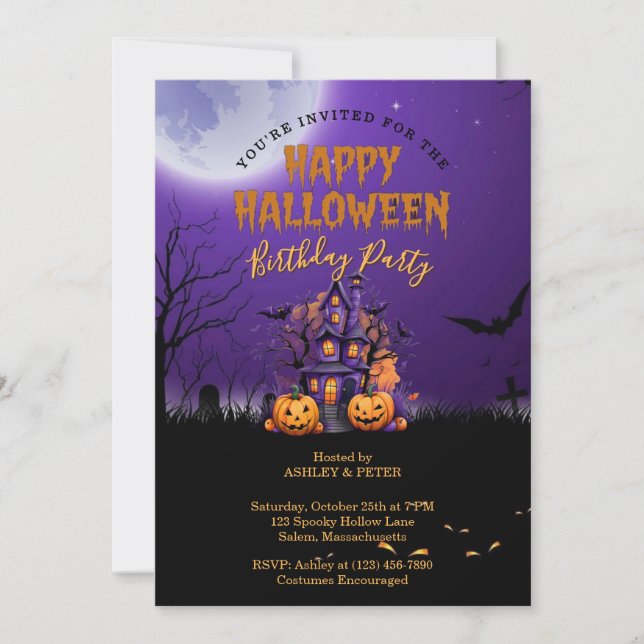 Convite de Aniversário de Halloween (Frente)