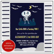 convite de aniversário de Halloween 2 boo spooktac