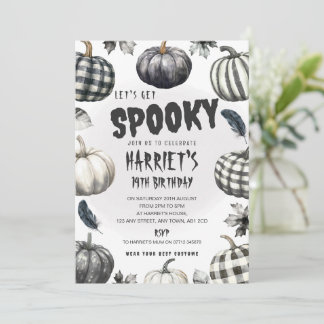 Convite de Aniversário de Halloween Abóbora Monocr