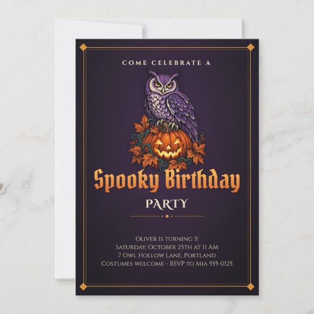 Convite de Aniversário de Halloween Assustador com (Frente)