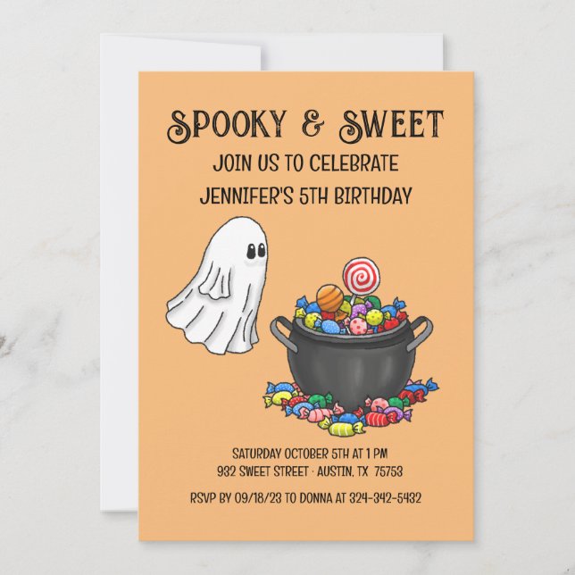 Convite de aniversário de Halloween Assustador & D (Frente)