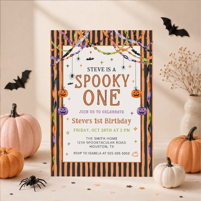 Convite de Aniversário de Halloween Colorido Assus (Criador carregado)