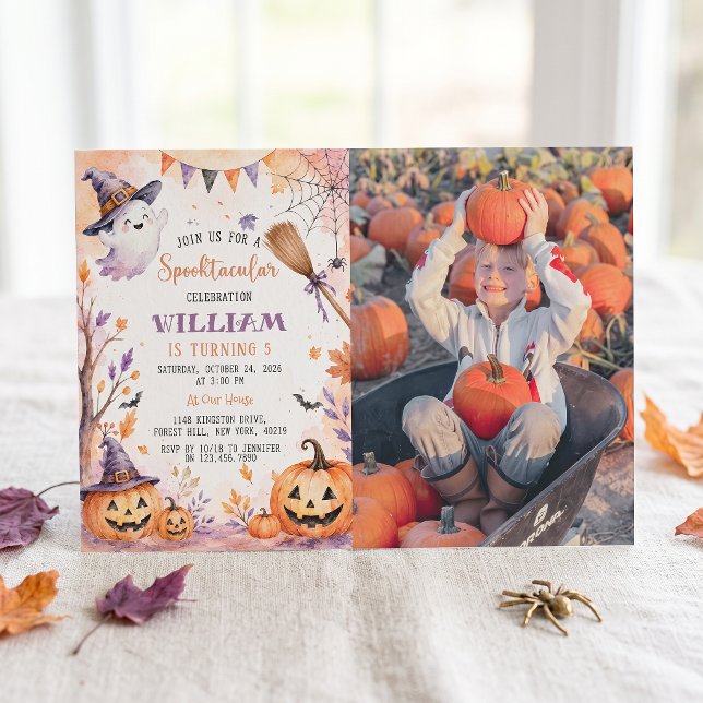 Convite de Aniversário de Halloween com Abóbora As (Criador carregado)