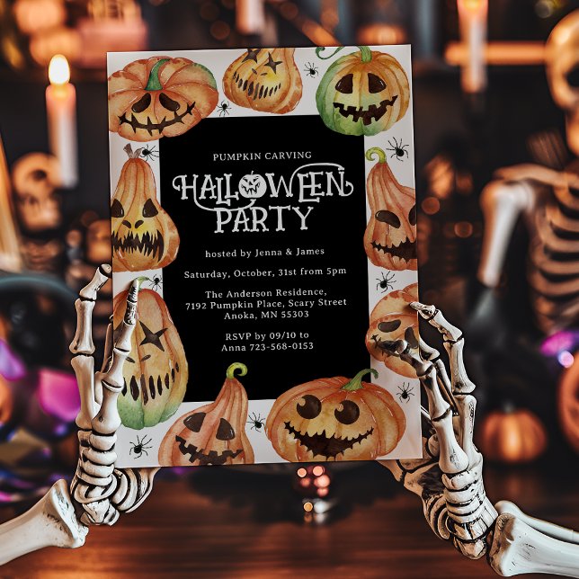 Convite de Aniversário de Halloween com Abóbora Gr (Criador carregado)