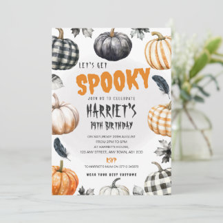 Convite de Aniversário de Halloween com Abóboras X