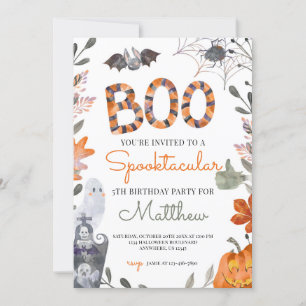 Convite de aniversário de Halloween com Fantasmas