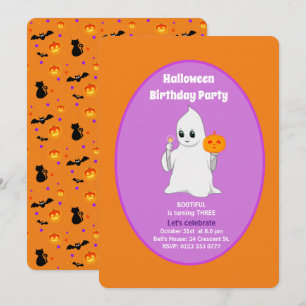 Convite de Aniversário de Halloween com Fantasminh