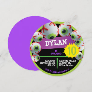 Convite de aniversário de Halloween CRAZY EYEBALLS