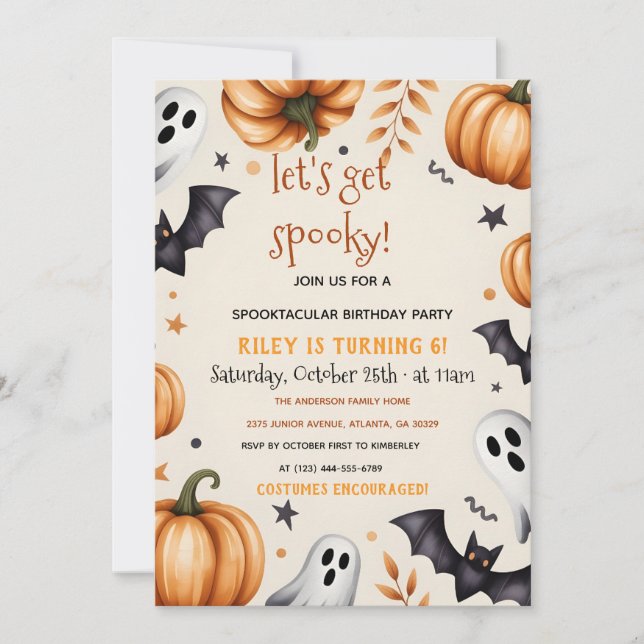 Convite de Aniversário de Halloween da Colheita de (Frente)