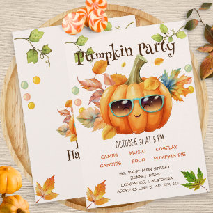 Convite de Aniversário de Halloween de Abóbora de