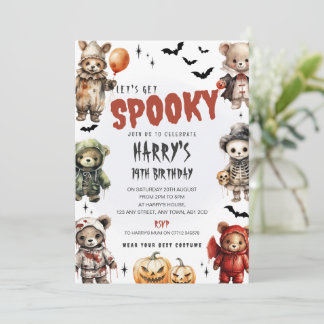 Convite de Aniversário de Halloween dos Ursinhos S