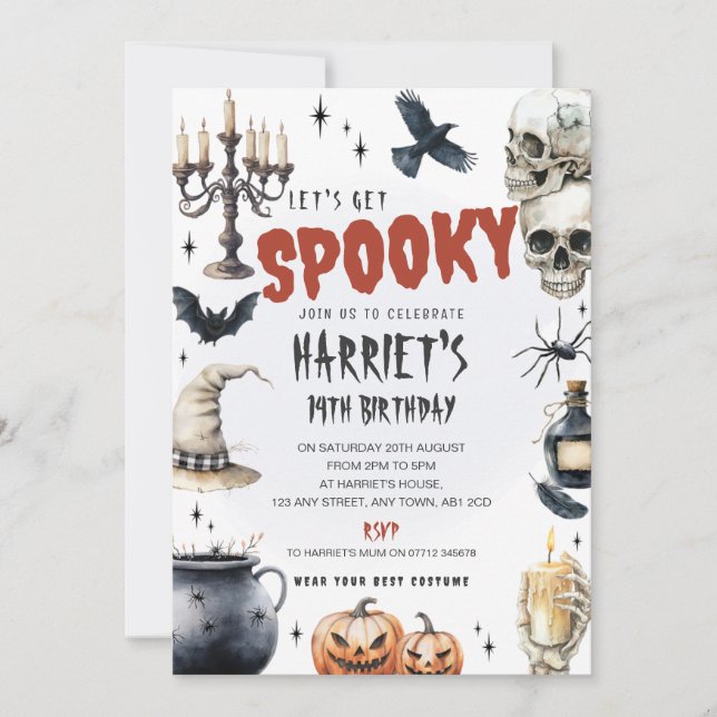 Convite de Aniversário de Halloween Encantado Góti (Frente)