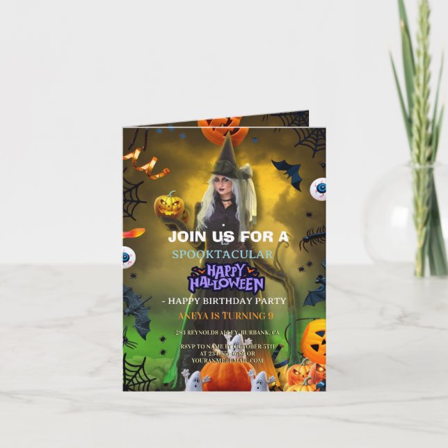 Convite de aniversário de Halloween Espetacular (Frente)