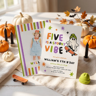 Convite de Aniversário de Halloween Five é Vibe As