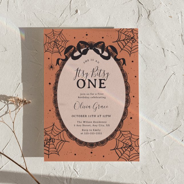 Convite de Aniversário de Halloween Itsy Bitsy One (Criador carregado)