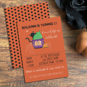 Convite de aniversário de Halloween laranja para c