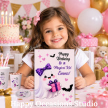 Convite de Aniversário de Halloween Menina Monstri
