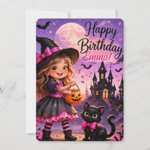 Convite de Aniversário de Halloween Menina Monstro