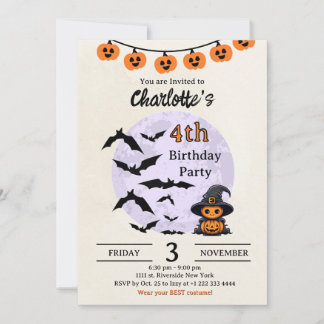Convite de aniversário de Halloween para crianças