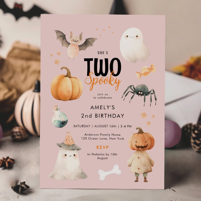 Convite de aniversário de Halloween para Menina Ro (Criador carregado)