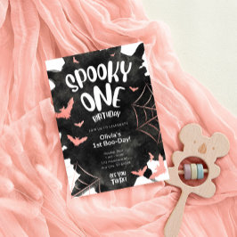 Convite de Aniversário de Halloween Rosa Morcego E