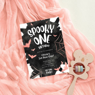 Convite de Aniversário de Halloween Rosa Morcegos 