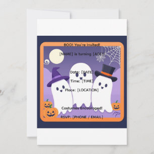 Convite de Aniversário de Halloween Trio de Fantas