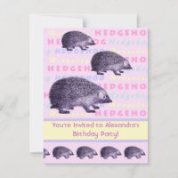 Convite de aniversário de Hedgehog Little Girl