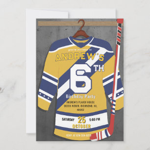 Convite de Aniversário de Hockey em Ouro Pessoal