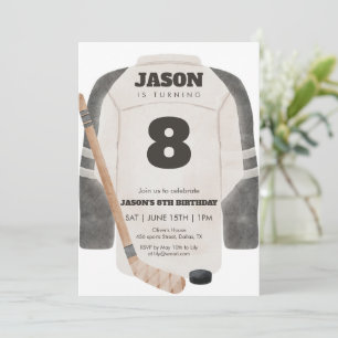 Convite de Aniversário de Hóquei com Camisa Neutra