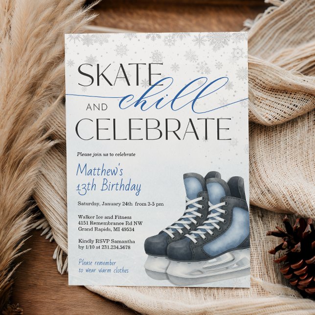 Convite de Aniversário de Hóquei no Gelo para Adol (Ice Skating Teen Boy's Hockey Birthday Invitation)