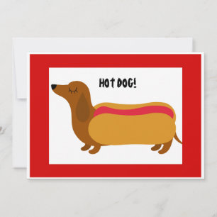 Convite de Aniversário de Hot Dog Dachshund para D