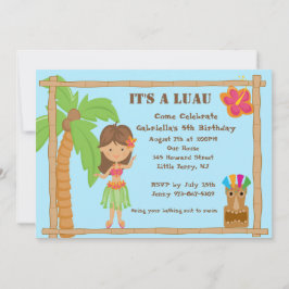 Convite de Aniversário de Hula Girl Luau
