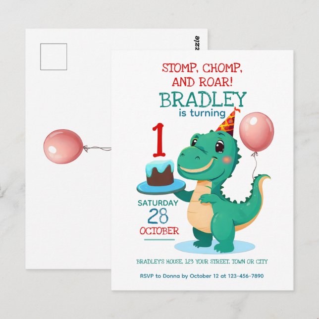 Convite de Aniversário de Idade Adicionar Festa T  (Frente/Verso)